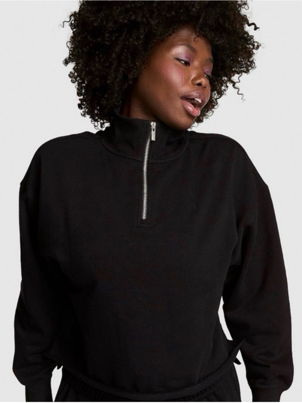 PINK Victoria’s Secret Black Quarter Zip Sweatshirt Medium